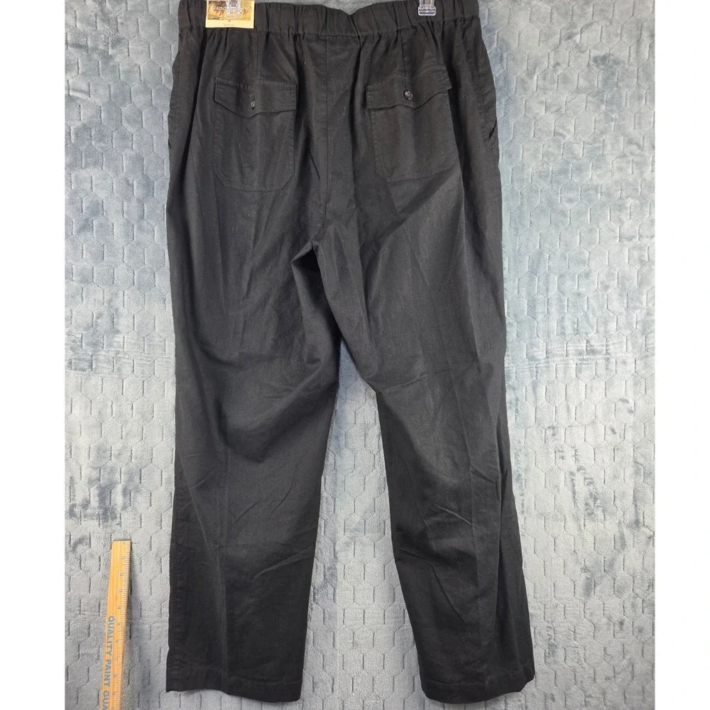 Island Passport Mens Black Linen Cotton Blend Drawstring Pants 1X32 NWT